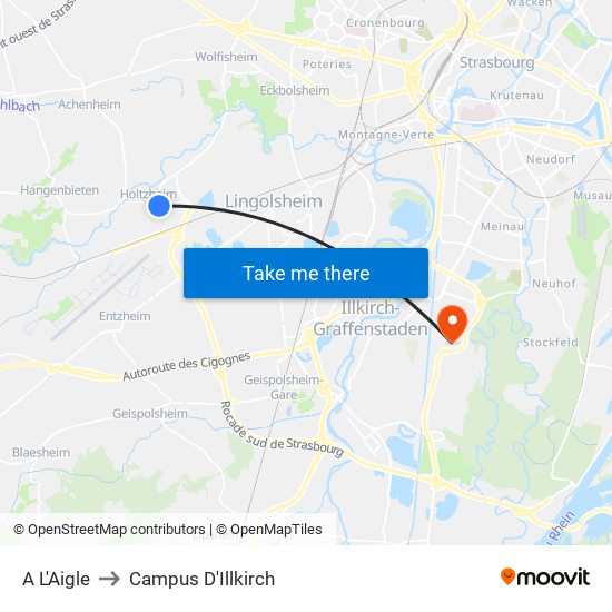 A L'Aigle to Campus D'Illkirch map