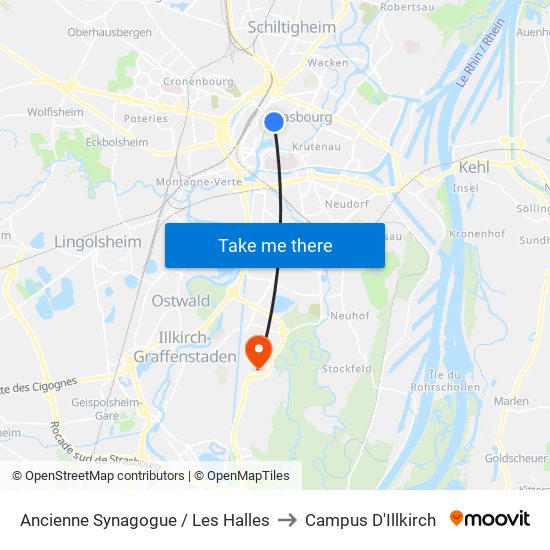 Ancienne Synagogue / Les Halles to Campus D'Illkirch map