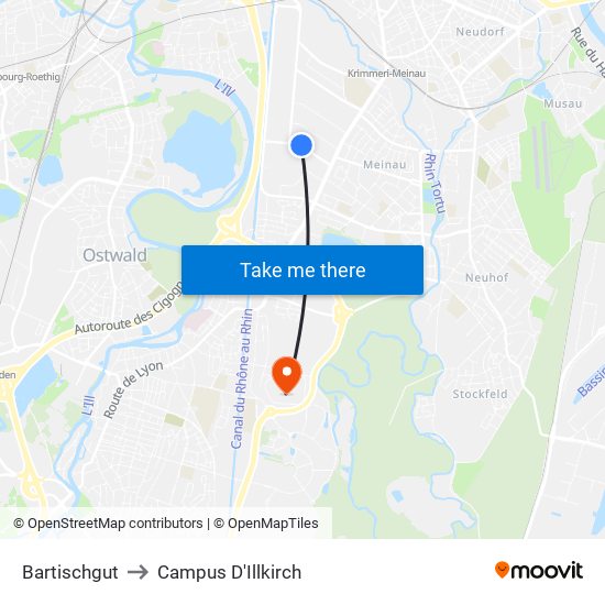 Bartischgut to Campus D'Illkirch map