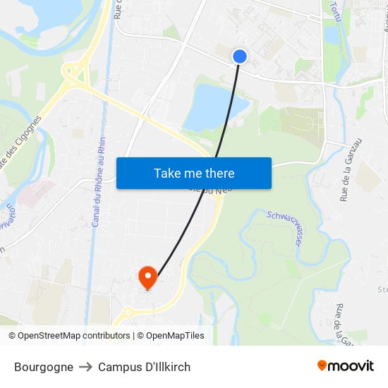 Bourgogne to Campus D'Illkirch map