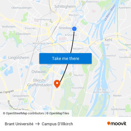 Brant Université to Campus D'Illkirch map