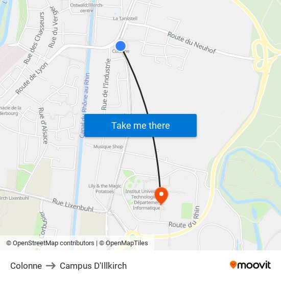 Colonne to Campus D'Illkirch map