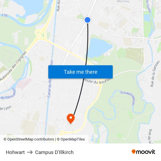 Hohwart to Campus D'Illkirch map