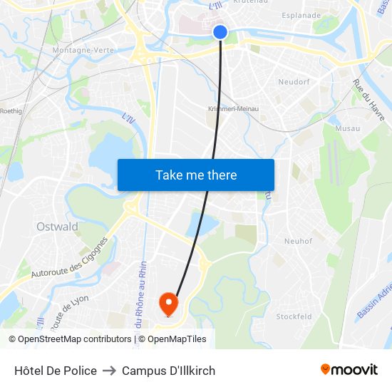 Hôtel De Police to Campus D'Illkirch map