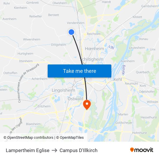 Lampertheim Eglise to Campus D'Illkirch map