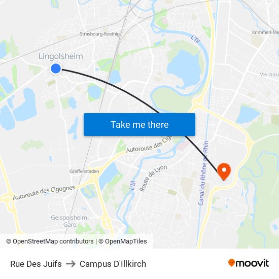 Rue Des Juifs to Campus D'Illkirch map