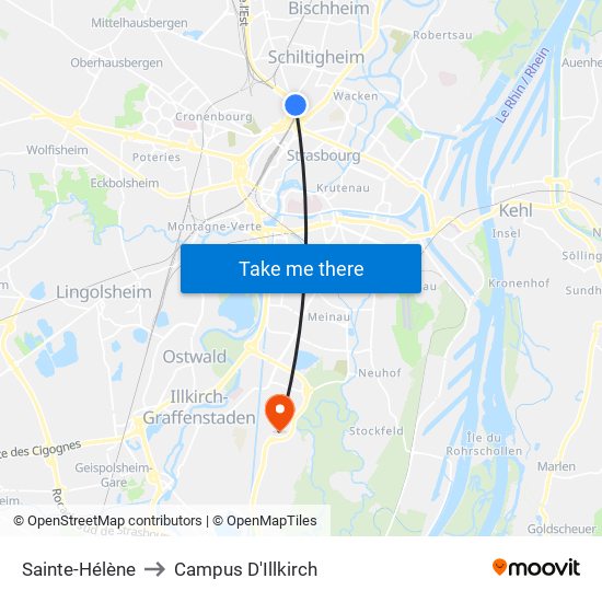 Sainte-Hélène to Campus D'Illkirch map