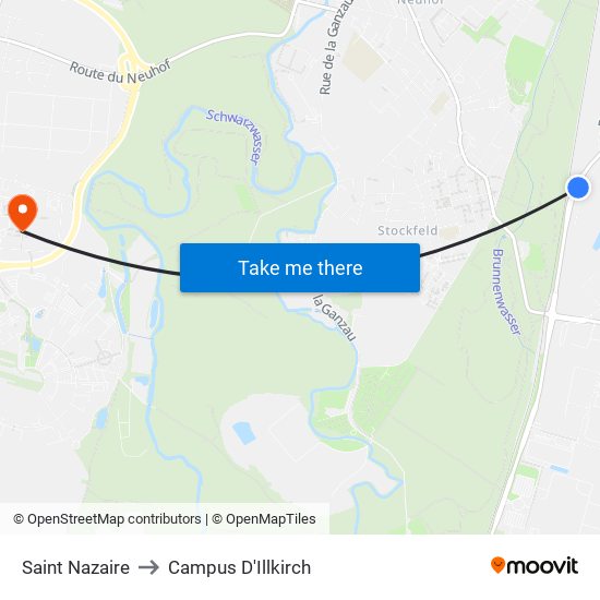 Saint Nazaire to Campus D'Illkirch map