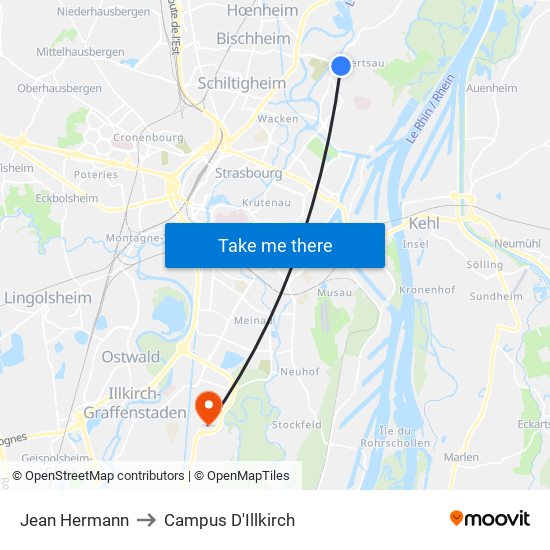 Jean Hermann to Campus D'Illkirch map