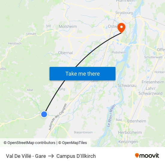 Val De Villé - Gare to Campus D'Illkirch map