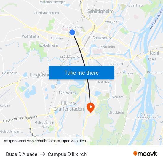 Ducs D'Alsace to Campus D'Illkirch map