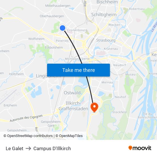 Le Galet to Campus D'Illkirch map