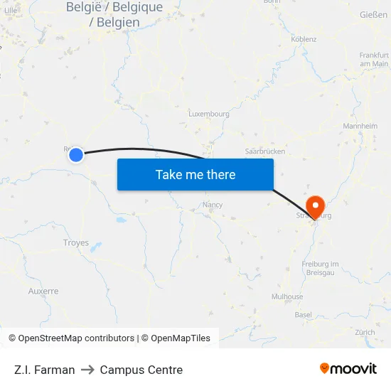 Z.I. Farman to Campus Centre map