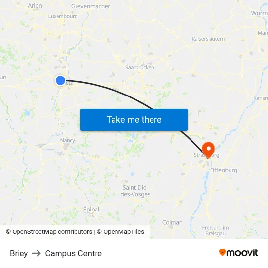 Briey to Campus Centre map