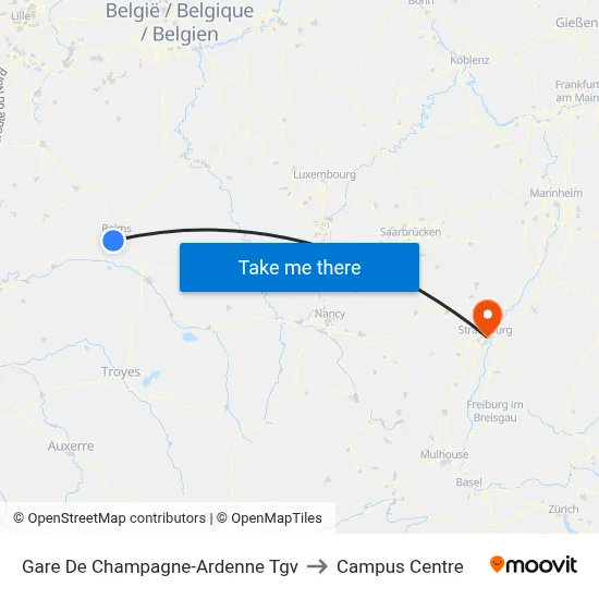 Gare De Champagne-Ardenne Tgv to Campus Centre map