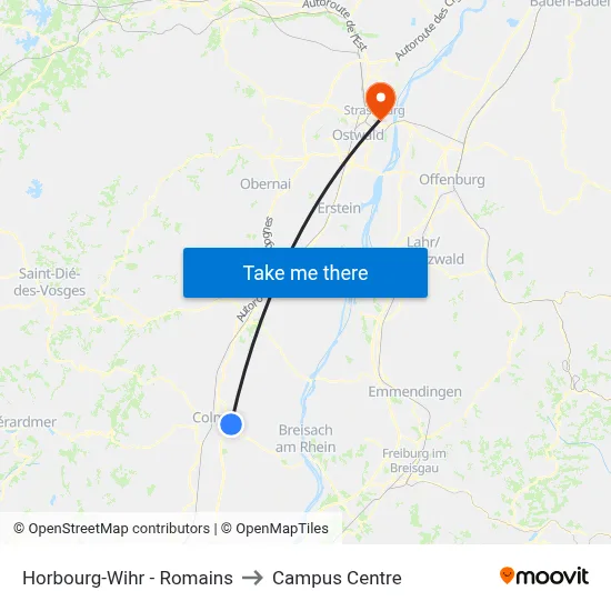 Horbourg-Wihr - Romains to Campus Centre map
