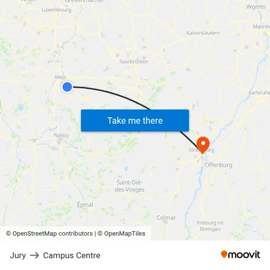 Jury to Campus Centre map