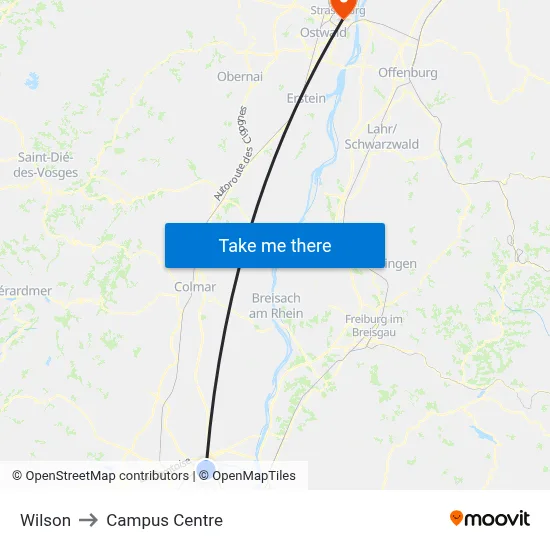 Wilson to Campus Centre map