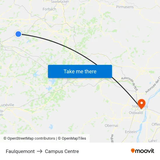 Faulquemont to Campus Centre map