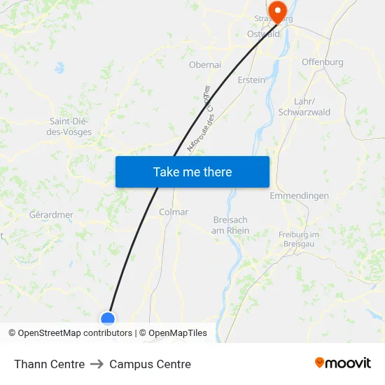 Thann Centre to Campus Centre map