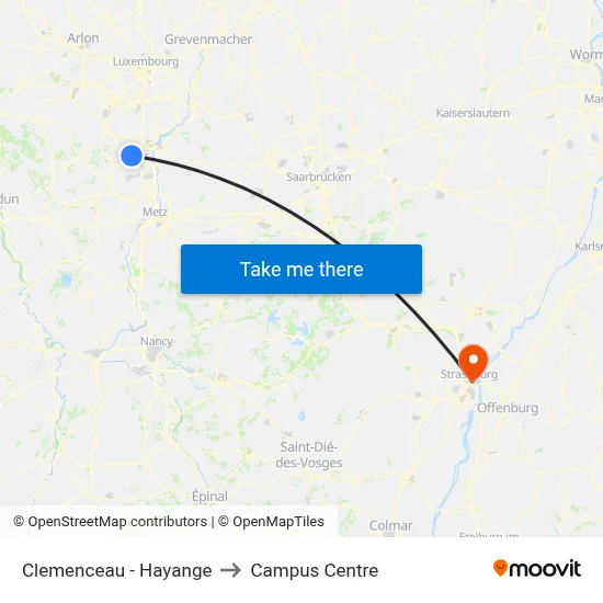 Clemenceau - Hayange to Campus Centre map