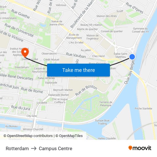 Rotterdam to Campus Centre map