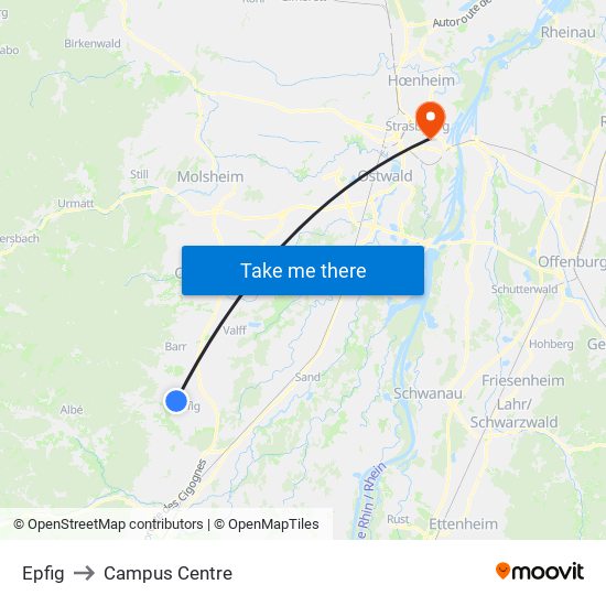 Epfig to Campus Centre map