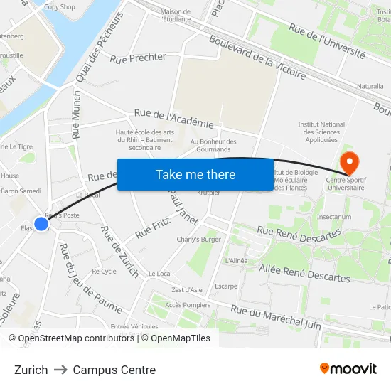 Zurich to Campus Centre map