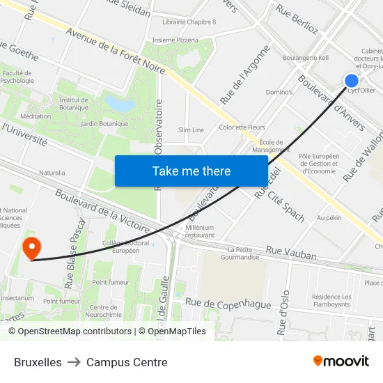 Bruxelles to Campus Centre map