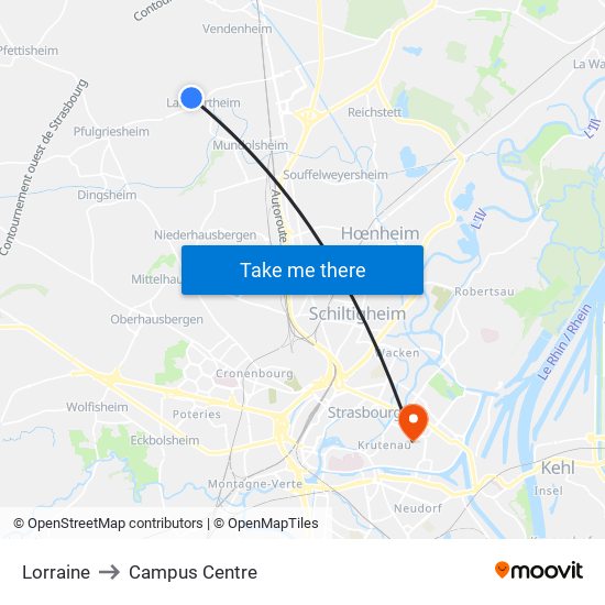 Lorraine to Campus Centre map