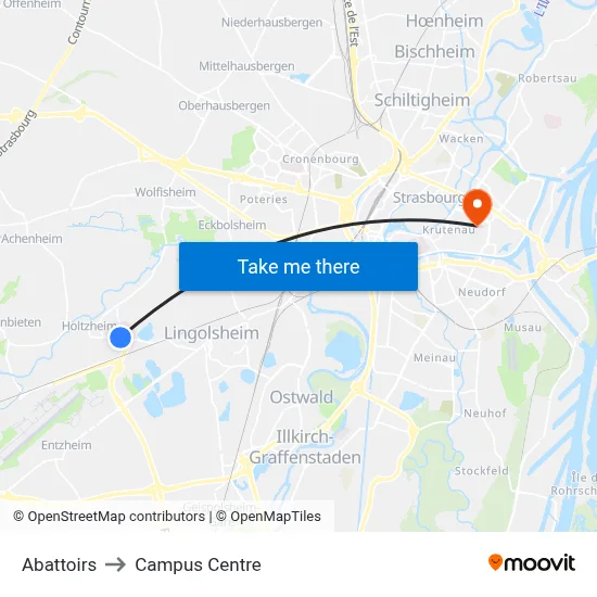 Abattoirs to Campus Centre map
