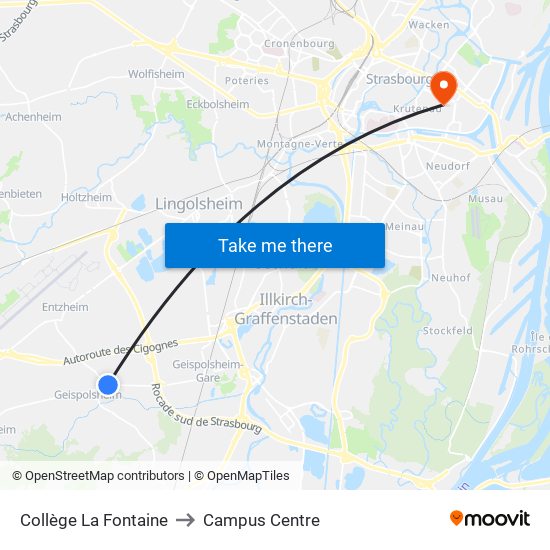 Collège La Fontaine to Campus Centre map