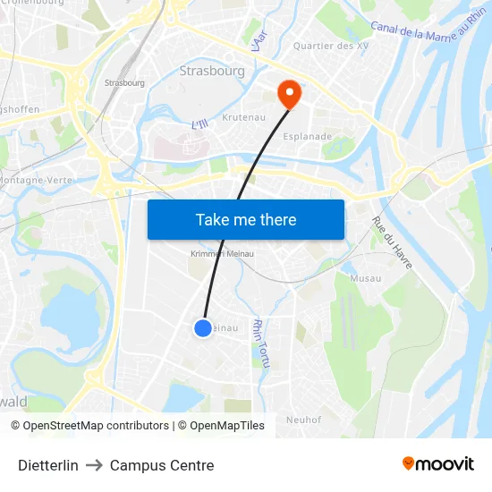 Dietterlin to Campus Centre map