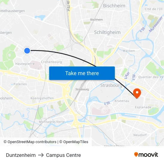 Duntzenheim to Campus Centre map
