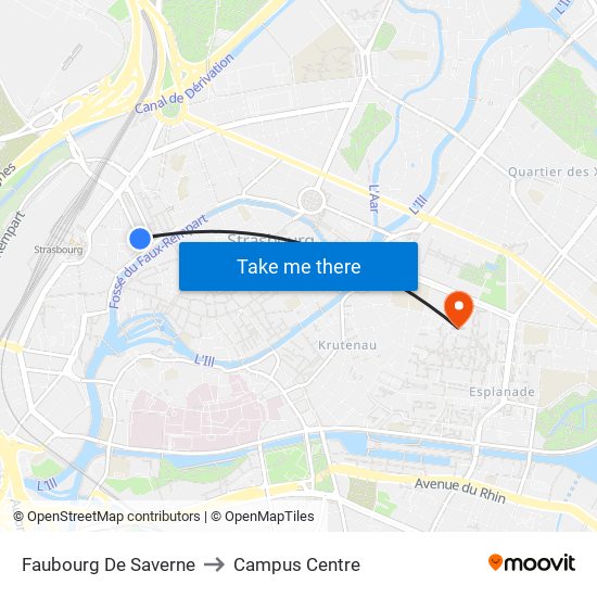 Faubourg De Saverne to Campus Centre map