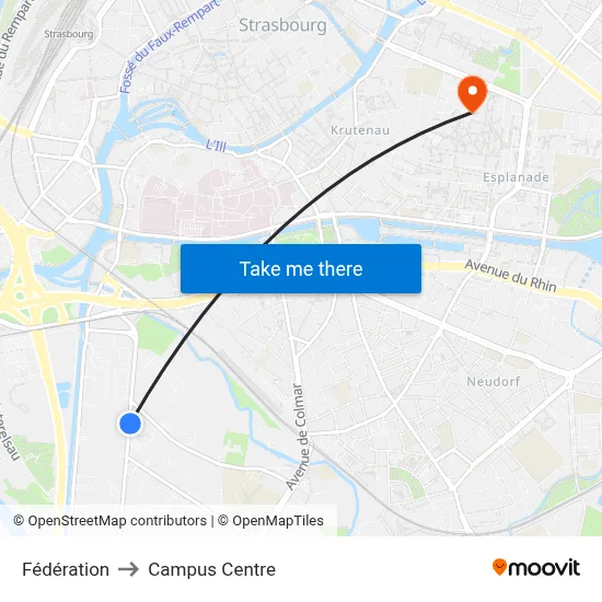 Fédération to Campus Centre map