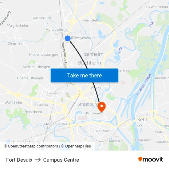 Fort Desaix to Campus Centre map