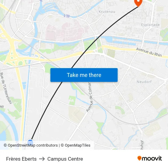 Frères Eberts to Campus Centre map