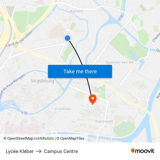 Lycée Kléber to Campus Centre map