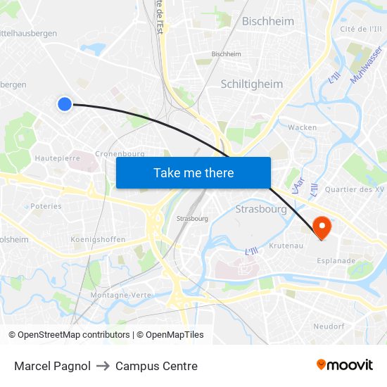 Marcel Pagnol to Campus Centre map