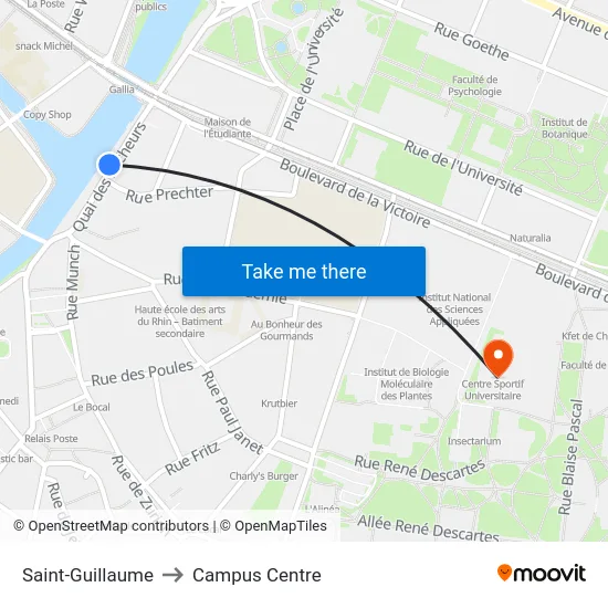 Saint-Guillaume to Campus Centre map