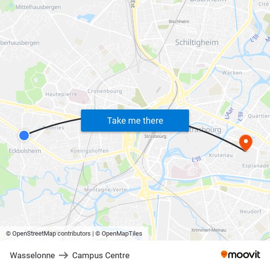 Wasselonne to Campus Centre map