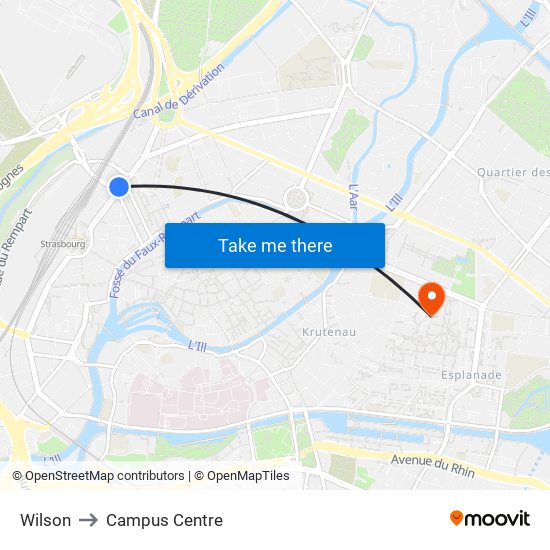 Wilson to Campus Centre map