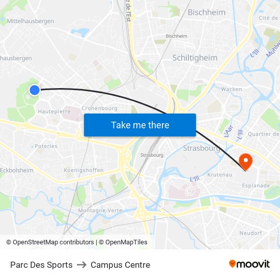 Parc Des Sports to Campus Centre map