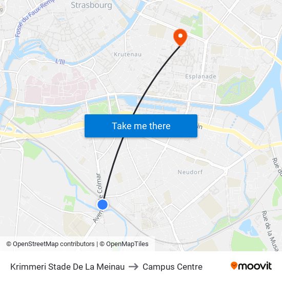 Krimmeri Stade De La Meinau to Campus Centre map