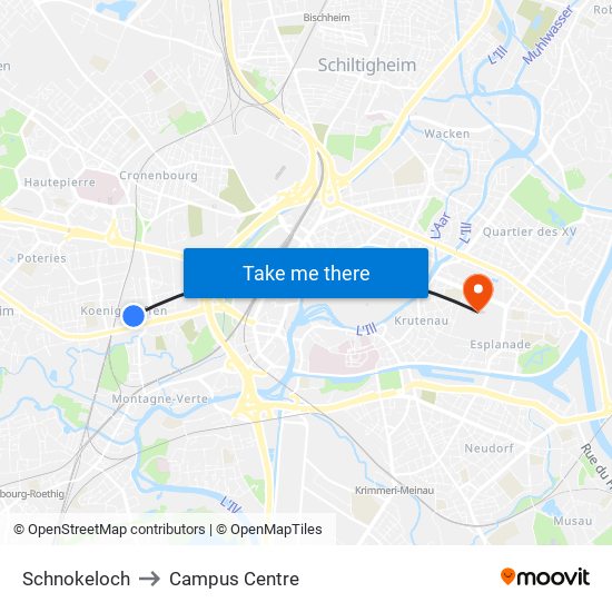 Schnokeloch to Campus Centre map