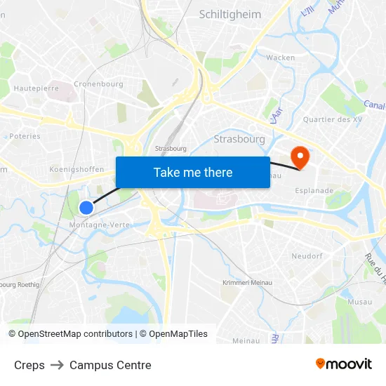 Creps to Campus Centre map