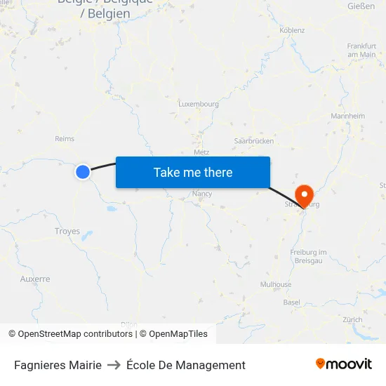 Fagnieres Mairie to École De Management map