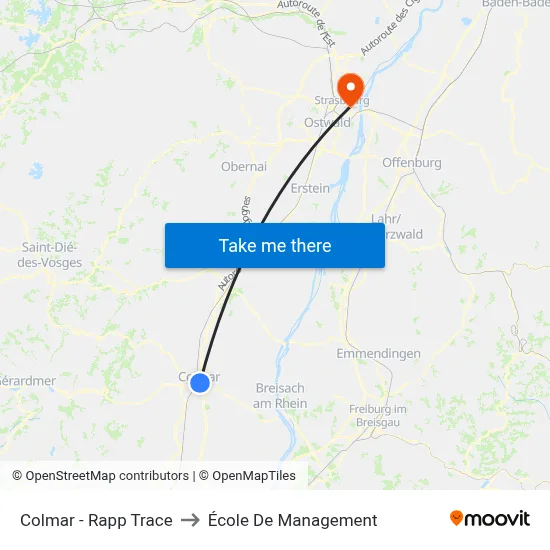 Colmar - Rapp Trace to École De Management map