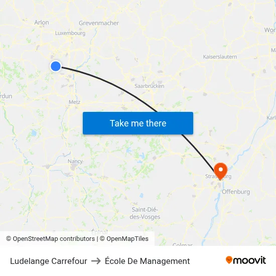 Ludelange Carrefour to École De Management map